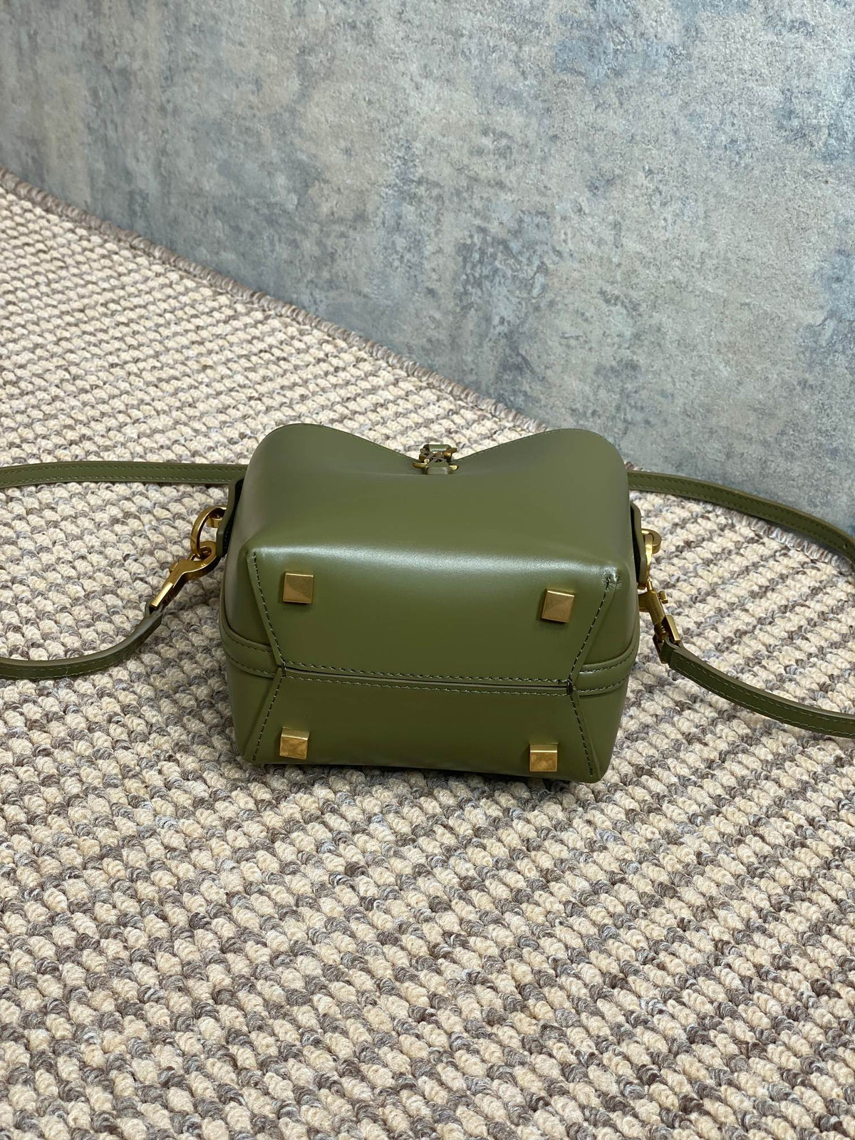 SAINT LAURENT LE 37 MINI BUCKET BAG 15 IN AVOCADO GREEN CALFSKIN GOLD HARDWARE