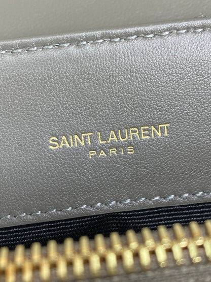 SAINT LAURENT LOULOU SMALL 25 SHOULDER BAG IN DARK GREEN LAMBSKIN GOLD HARDWARE