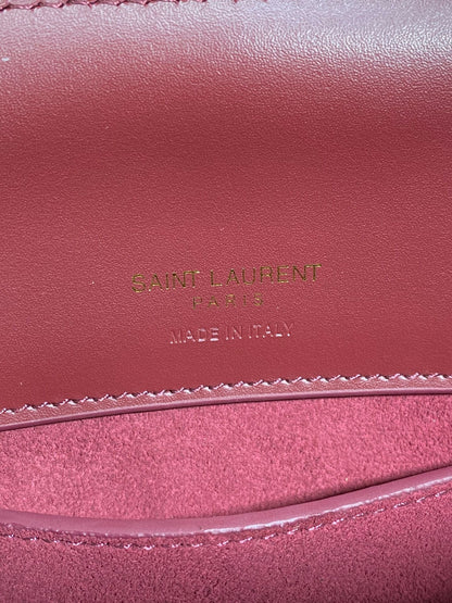 SAINT LAURENT LE 37 SMALL BUCKET BAG 20 IN BURGUNDY RED CALFSKIN GOLD HARDWARE