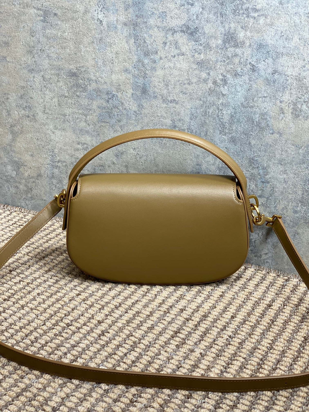 SAINT LAURENT VOLTAIRE HALF-MOON SHOULDER BAG 24 IN CEDAR BROWN CALFSKIN GOLD METALLIC