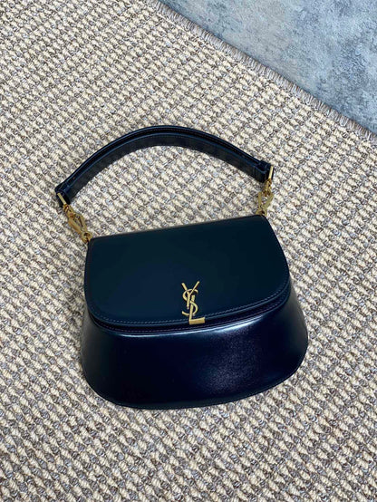 SAINT LAURENT VOLTAIRE TOP HANDLE IN BOX 21 IN BLACK CALFSKIN GOLD HARDWARE