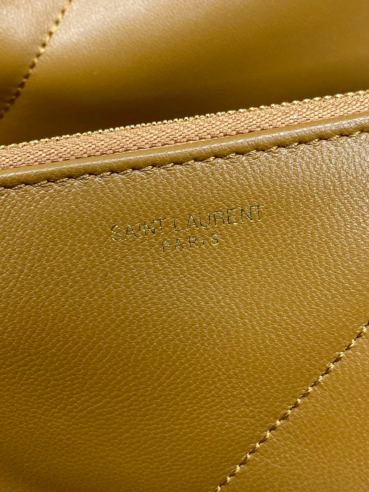 SAINT LAURENT DRAWSTRING CHAIN STRAP SHOULDER BAG 39 IN TORTILLA BROWN QUILTED CALFSKIN