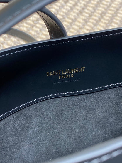 SAINT LAURENT LE 37 MINI BUCKET BAG 15 IN BLACK CALFSKIN GOLD HARDWARE
