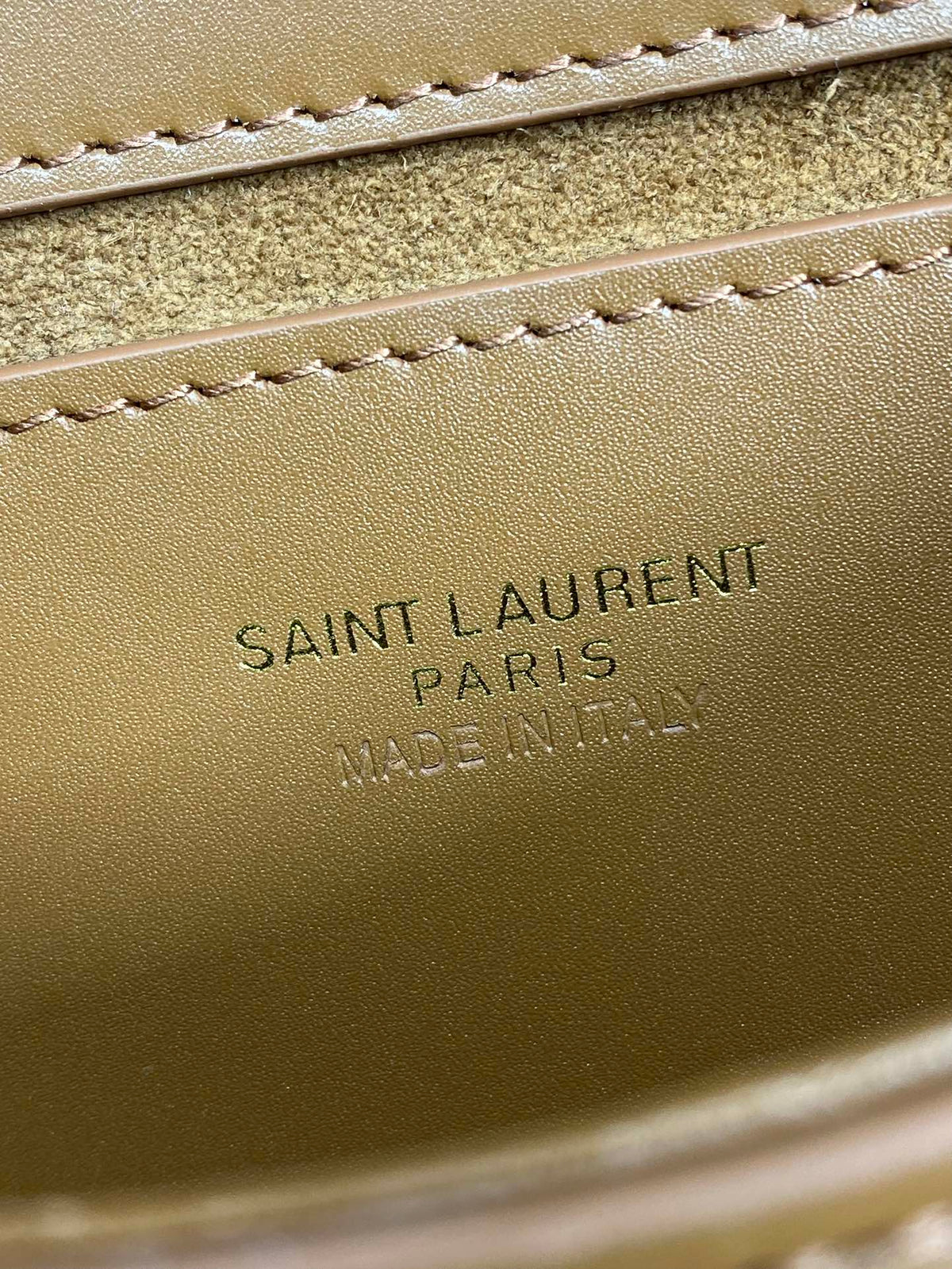 SAINT LAURENT VOLTAIRE TOP HANDLE IN BOX 21 IN TAWNY BROWN CALFSKIN GOLD HARDWARE