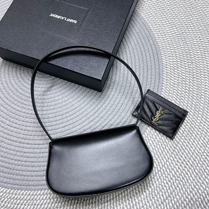SAINT LAURENT VOLTAIRE IN BOX 21 IN BLACK CALFSKIN GOLD LOGO