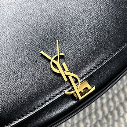 SAINT LAURENT VOLTAIRE IN BOX 21 IN BLACK CALFSKIN GOLD LOGO