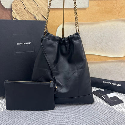 SAINT LAURENT JAMIE POCHON 38 IN BLACK LAMBSKIN GOLD HARDWARE