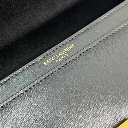 SAINT LAURENT VOLTAIRE 24 IN BLACK CALFSKIN GOLD LOGO