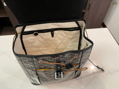 GOYARD ALPIN BACKPACK 37 IN BLACK LAMBSKIN AND GOYARDINE CANVAS