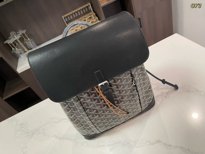 GOYARD ALPIN BACKPACK 37 IN BLACK LAMBSKIN AND GOYARDINE CANVAS