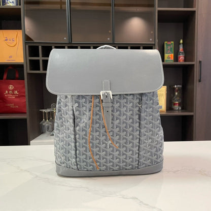 GOYARD ALPIN BACKPACK 37 IN GREY LAMBSKIN AND GOYARDINE CANVAS