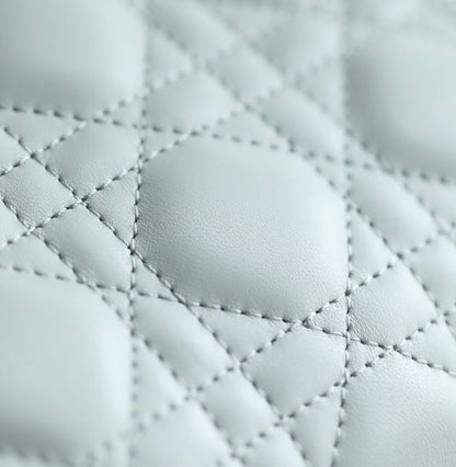 DIOR LADY 17 IN LIGHT BLUE LAMBSKIN WITH CANNAGE PATTERN