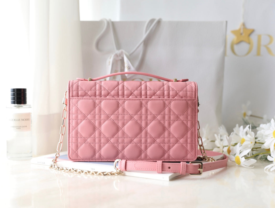 DIOR MINI 24 TOP-HANDLE LIGHT PINK LAMBSKIN