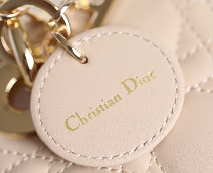 DIOR SMALL LADY D-JOY 22 IN LIGHT PINK LAMBSKIN