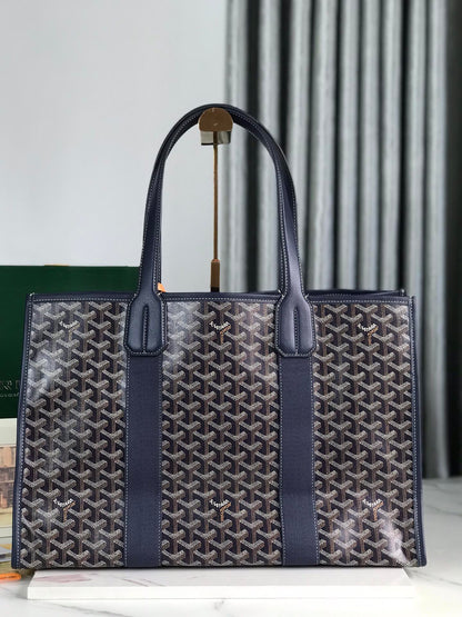 GOYARD GOYA VILLETTE TOTE 45 IN NAVY BLUE GOYARDINE CANVAS