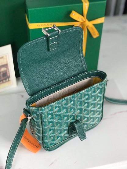 GOYARD GRAND BLEU 16 IN GREEN GOYARDINE CANVAS AND LAMBSKIN