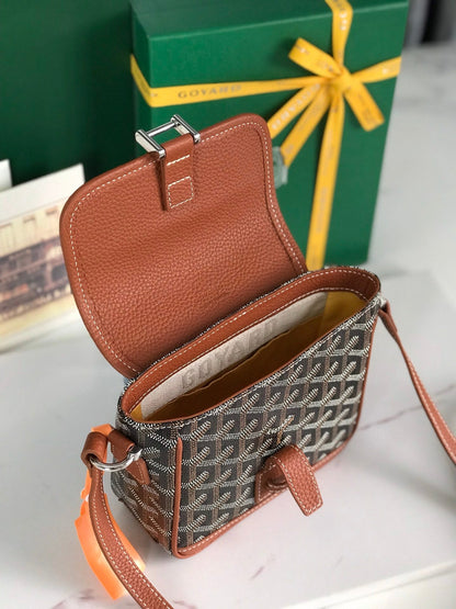 GOYARD GRAND BLEU 16 IN BLACK GOYARDINE CANVAS AND TAN LAMBSKIN