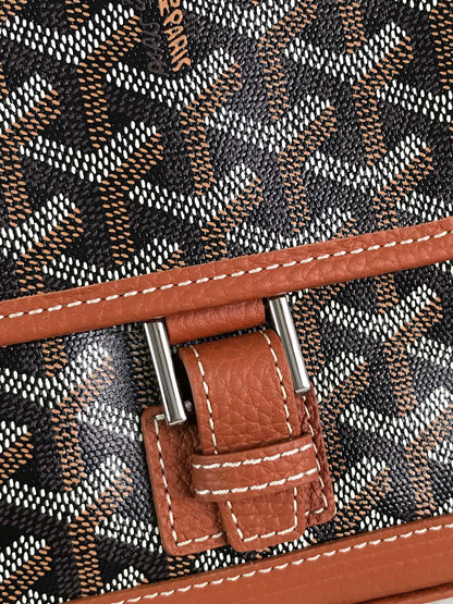 GOYARD GRAND BLEU 16 IN BLACK GOYARDINE CANVAS AND TAN LAMBSKIN