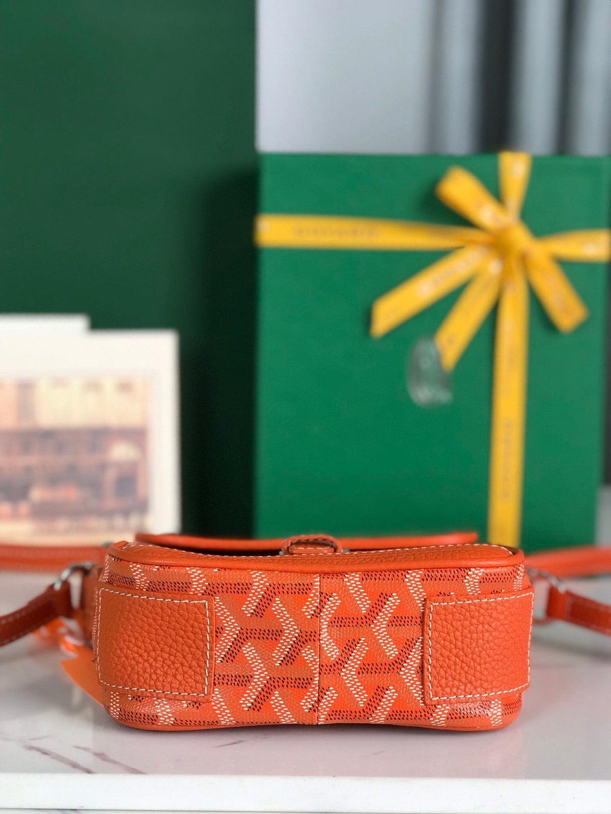 GOYARD GRAND BLEU 16 IN ORANGE GOYARDINE CANVAS AND LAMBSKIN