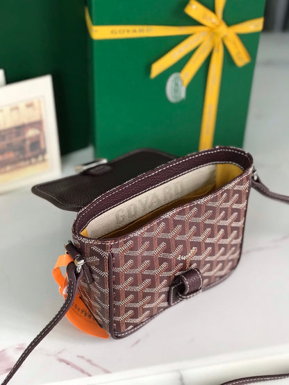 GOYARD GRAND BLEU 16 IN WINE RED GOYARDINE CANVAS AND LAMBSKIN