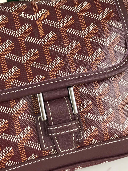 GOYARD GRAND BLEU 16 IN WINE RED GOYARDINE CANVAS AND LAMBSKIN