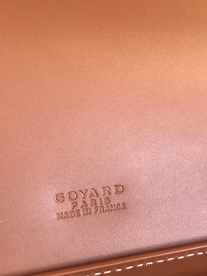 GOYARD DUCHESSE MARIE-CAROLINE BAG 25 IN BLACK GOYARDINE CANVAS AND TAN SMOOTH CALFSKIN