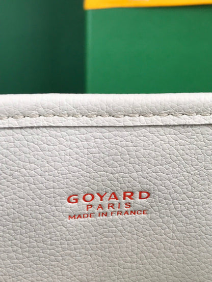 GOYARD ANJOU MINI BAG 20 IN WHITE CALFSKIN AND GOYARDINE CANVAS