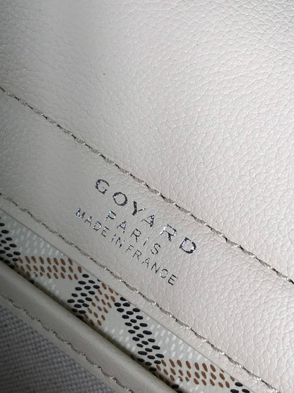 GOYARD ROUETTE SOUPLE BAG 30 IN WHITE GOYARDINE CANVAS AND CALFSKIN