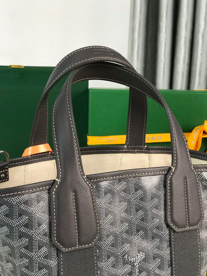 GOYARD SMALL BELHARRA 24 IN GRAY GOYARDINE CANVAS AND LAMBSKIN