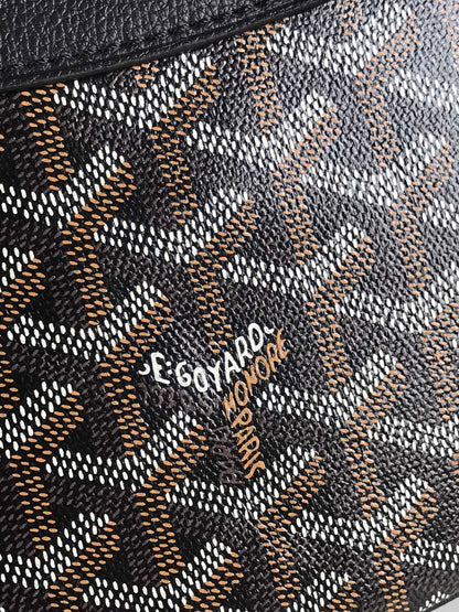 GOYARD HIRONDELLE BAG 25 IN BLACK LAMBSKIN AND GOYARDINE CANVAS