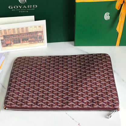 GOYARD SÉNAT MGM POUCH 40 IN BURGUNDY RED GOYARDINE CANVAS