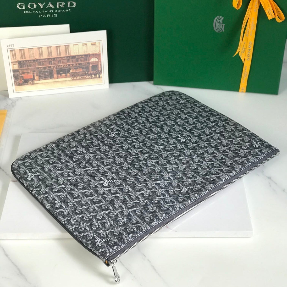 GOYARD SÉNAT MGM POUCH 40 IN GREY GOYARDINE CANVAS