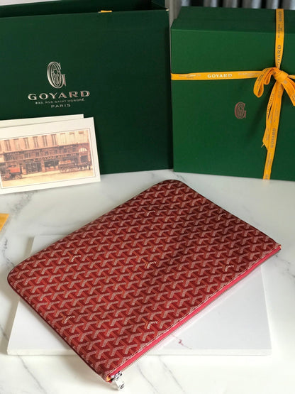 GOYARD SÉNAT MGM POUCH 40 IN MONZA RED GOYARDINE CANVAS
