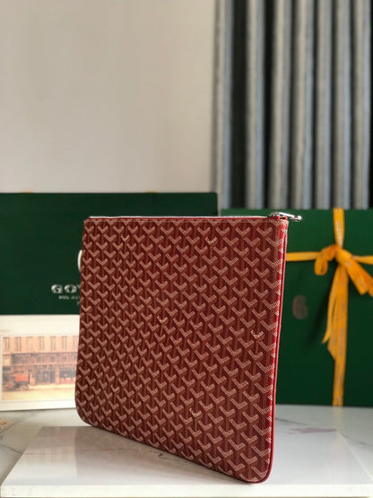 GOYARD SÉNAT MGM POUCH 40 IN MONZA RED GOYARDINE CANVAS