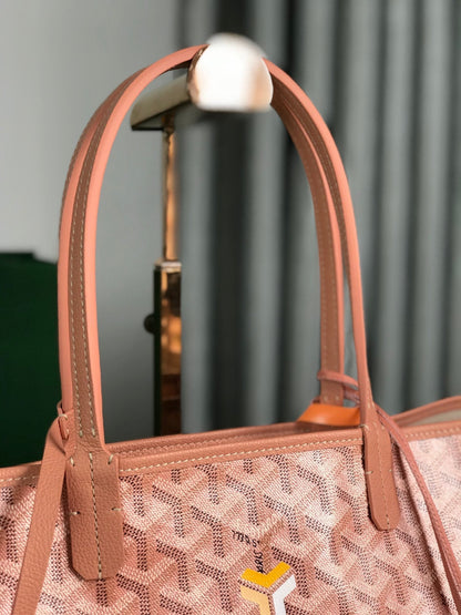 GOYARD SAINT LOUIS PM 34 IN MANHATTAN PINK GOYARDINE CANVAS AND CALFSKIN
