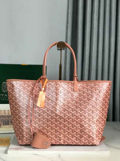 GOYARD SAINT LOUIS PM 34 IN MANHATTAN PINK GOYARDINE CANVAS AND CALFSKIN