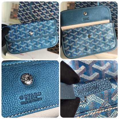 GOYARD SAINT LOUIS PM 34 IN NAVY BLUE GOYARDINE CANVAS AND CALFSKIN