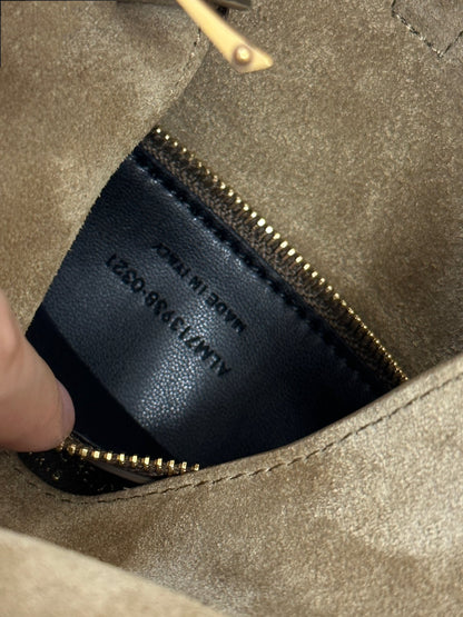 SAINT LAURENT LE 5 À 7  SUPPLE SMALL 22 IN PEANUT BROWN SUEDE