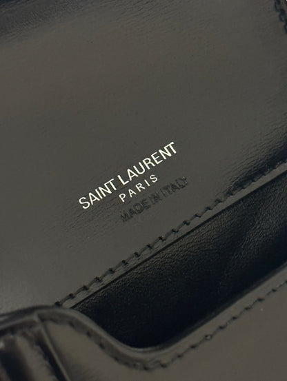 SAINT LAURENT SOLFERINO 18 BLACK CALFSKIN PHONE BAG
