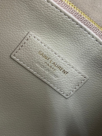 SAINT LAURENT LE 5 À 7 LARGE SUPPLE 31 IN LIGHT BROWN GRAINED CALFSKIN