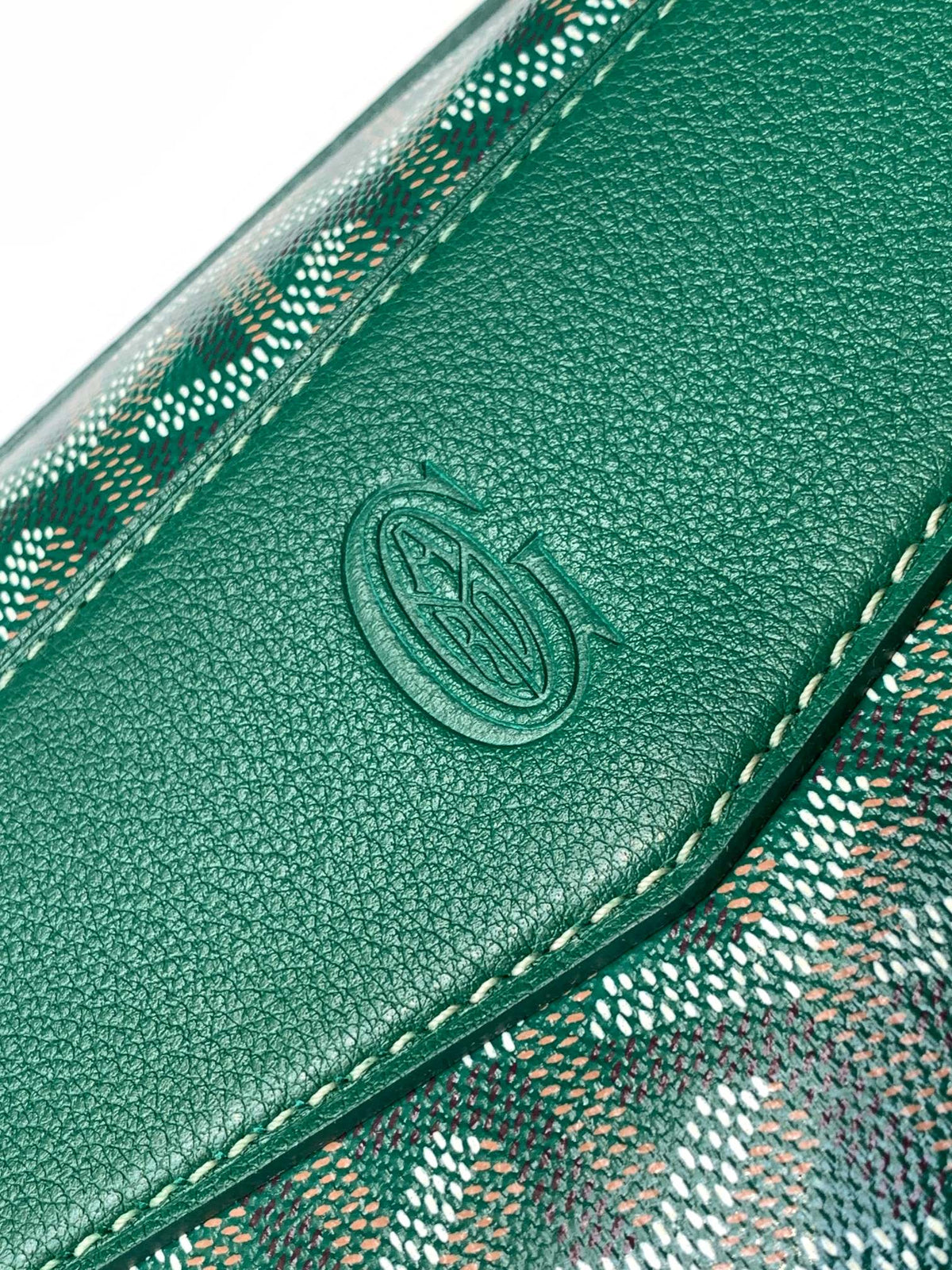 GOYARD CISALPIN DOCUMENT CASE 39 IN GREEN GOYARDINE CANVAS AND CALFSKIN