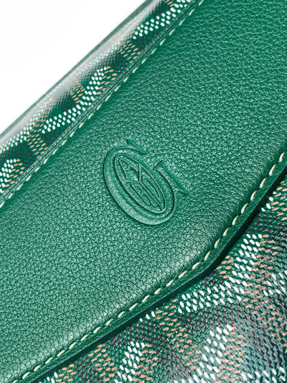 GOYARD CISALPIN DOCUMENT CASE 39 IN GREEN GOYARDINE CANVAS AND CALFSKIN