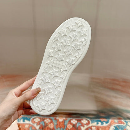 Slip-on Shoes High Sole White Canvas