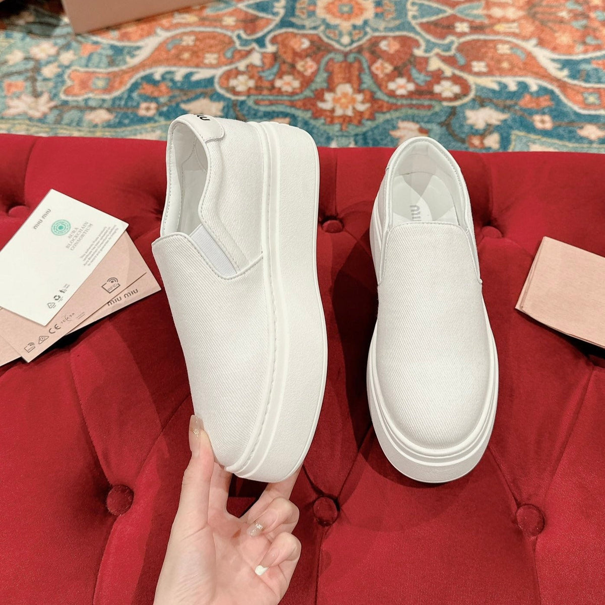 Slip-on Shoes High Sole White Canvas