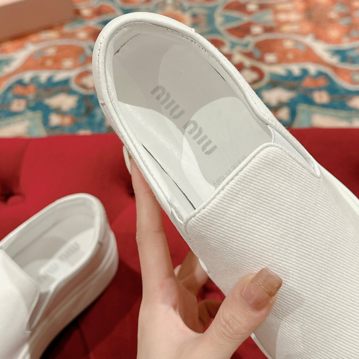 Slip-on Shoes High Sole White Canvas