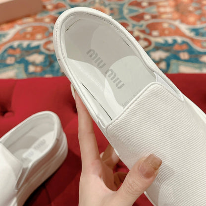 Slip-on Shoes High Sole White Canvas