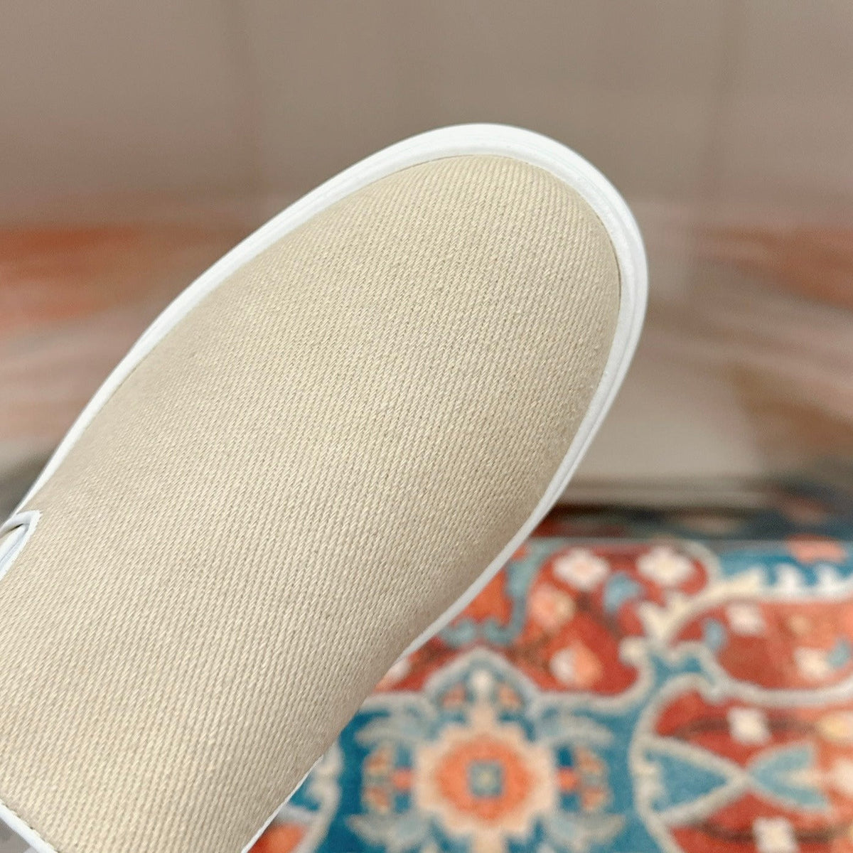 Slip-on Shoes High Sole Cream Color Canvas
