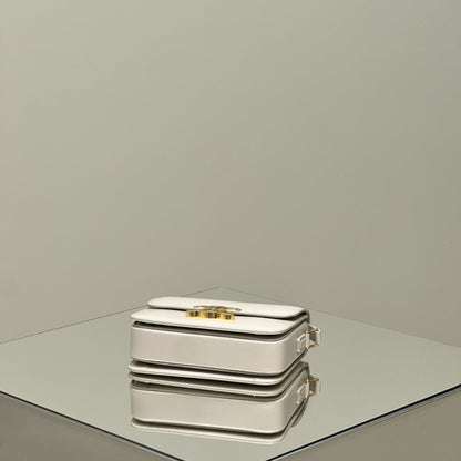 CELINE MINI CLAUDE 22 SHINY CALFSKIN WHITE