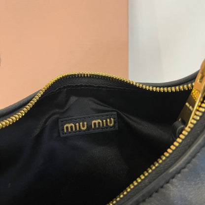 MIU MIU HOBO 20 BAG IN BLACK CALFSKIN