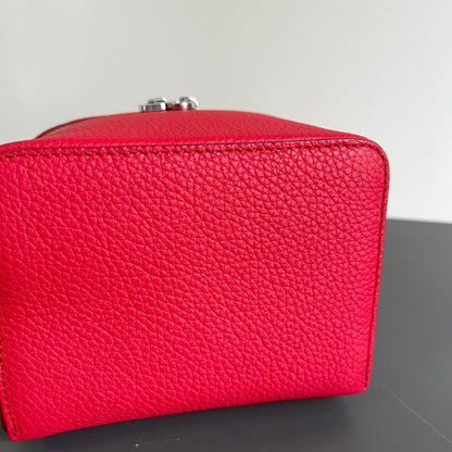LORO PIANA EXTRA POCKET L12 IN CRIMSON RED CALFSKIN WITH SILVER HARDWARE